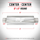 Universal Muffler/Silencer 3.5" C/C Round 6" x 6" | Magnaflow #14160